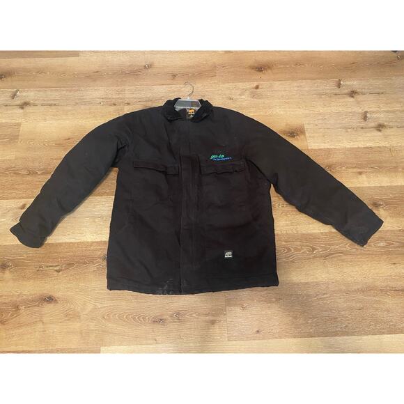 Berne Duck Canvas Bomber Jacket Mens Sz L Tall Coat Lined Corduroy Collar READ - Picture 1 of 13